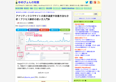 アナリティクスでサイトの表示速度や改善方法も分析！アクセス解析の使い方入門9---ゆめぴょんの知恵